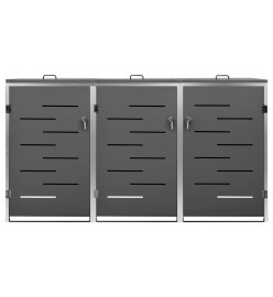 Abri pour trois poubelles 207x77,5x115 cm Inox