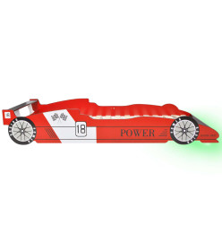 Lit voiture de course pour enfants avec LED 90 x 200 cm Rouge