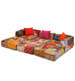 Pouf modulaire à 3 places Patchwork Tissu