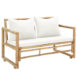 Canapé de jardin à 2 places avec coussins Bambou