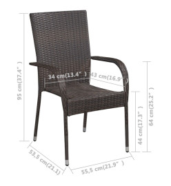 Ensemble de salle à manger de jardin 5 pcs Marron