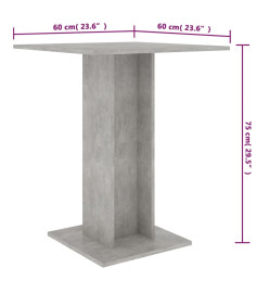 Table de bistro Gris béton 60x60x75 cm Aggloméré