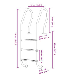 Échelle de piscine 54x38x158 cm acier inoxydable 304