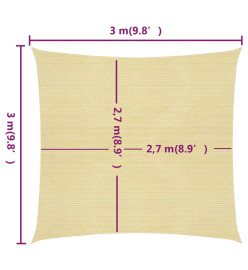 Voile d'ombrage 160 g/m² Beige 3x3 m PEHD