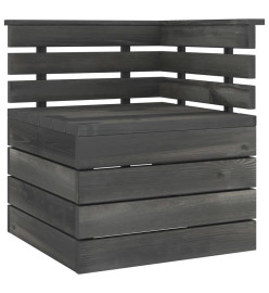 Salon palette de jardin 3 pcs Bois de pin massif Gris foncé