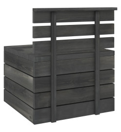 Salon palette de jardin 3 pcs Bois de pin massif Gris foncé
