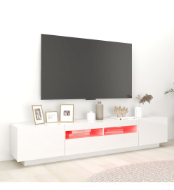 Meuble TV avec lumières LED Blanc brillant 200x35x40 cm