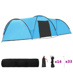 Tente igloo de camping 650x240x190 cm 8 personnes Bleu