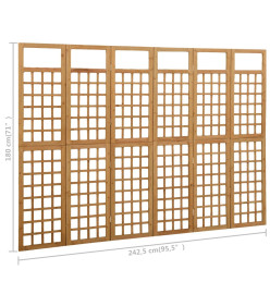 Cloison de séparation à 6 panneaux Bois de pin 242,5x180 cm