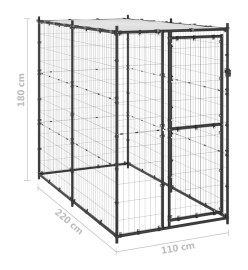 Chenil d'extérieur pour chiens Acier avec toit 110x220x180 cm