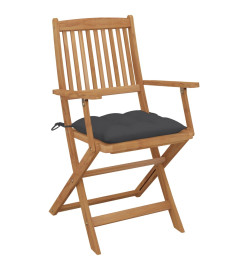 Chaises pliables de jardin 6 pcs avec coussins Bois d'acacia