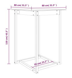 Table de bar Gris 80x80x110 cm Bois massif de pin