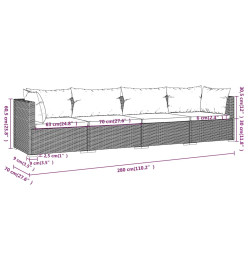 Salon de jardin 4 pcs avec coussins résine tressée gris