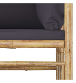 Salon de jardin 2 pcs avec coussins gris foncé Bambou