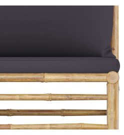 Salon de jardin 2 pcs avec coussins gris foncé Bambou
