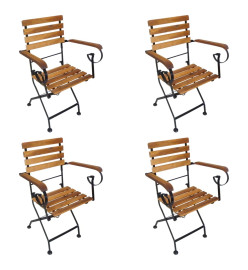 Chaises pliables de jardin 4 pcs Acier et bois d'acacia massif