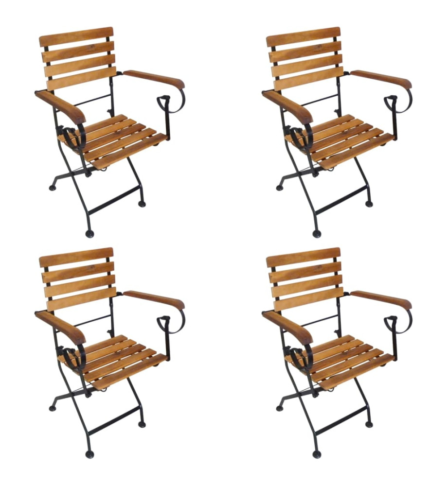 Chaises pliables de jardin 4 pcs Acier et bois d'acacia massif Chaises pliables de jardin 4 pcs Acier et bois d'acacia massif