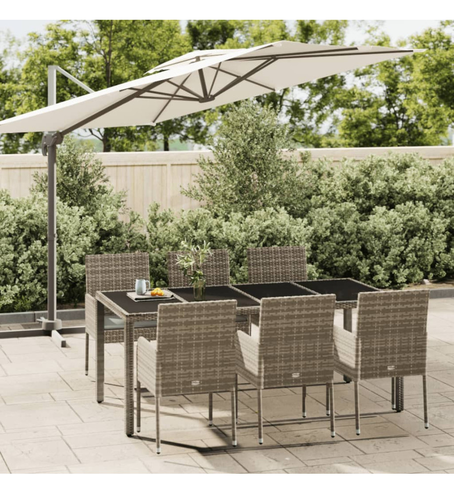 Mobilier à dîner de jardin et coussins 7 pcs gris rotin Mobilier à dîner de jardin et coussins 7 pcs gris rotin
