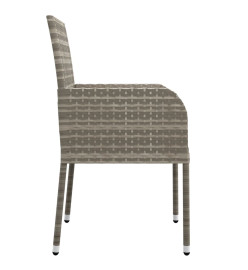 Mobilier à dîner de jardin et coussins 7 pcs gris rotin