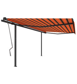 Auvent rétractable automatique et poteaux 4x3m Orange et marron