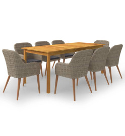 Ensemble de salle à manger de jardin 9 pcs Marron