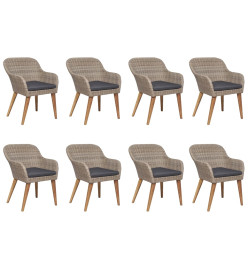 Ensemble de salle à manger de jardin 9 pcs Marron