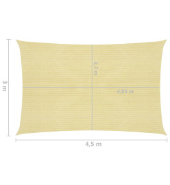 Voile d'ombrage 160 g/m² Beige 3x4,5 m PEHD