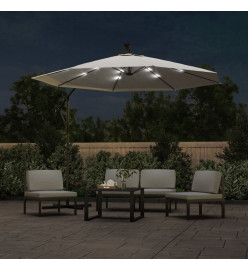 Parasol avec éclairage LED 300cm Poteau en métal Sable