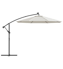 Parasol avec éclairage LED 300cm Poteau en métal Sable