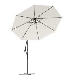 Parasol avec éclairage LED 300cm Poteau en métal Sable