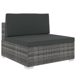 Siège central sectionnel 1 pc et coussins Résine tressée Gris