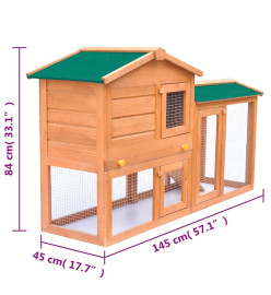 Clapier large d'extérieur pour petits animaux de compagnie Bois