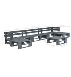 Salon de jardin palette 6 pcs Bois Gris