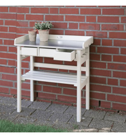 Esschert Design Banc de travail de jardin blanc CF29W