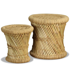 Tabourets lot de 2 Bambou et jute