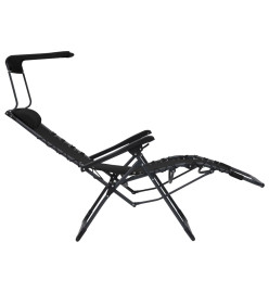 Chaises pliables de terrasse 2 pcs Textilène Noir