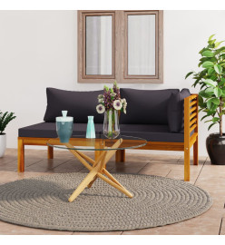 Ensemble de canapés 2pcs avec coussins gris foncé Acacia solide