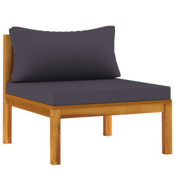 Ensemble de canapés 2pcs avec coussins gris foncé Acacia solide