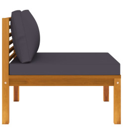 Ensemble de canapés 2pcs avec coussins gris foncé Acacia solide