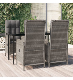 Mobilier à dîner de jardin et coussins 5 pcs noir et gris