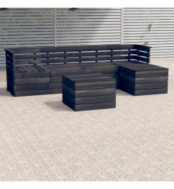 Salon palette de jardin 6 pcs Bois de pin massif Gris foncé