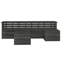 Salon palette de jardin 6 pcs Bois de pin massif Gris foncé