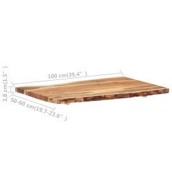 Dessus de table Bois d'acacia massif 100x(50-60)x3,8 cm