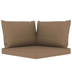 Canapé palette de jardin 3 places et coussins taupe Pinède
