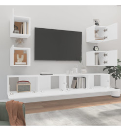 Ensemble de meubles TV 6 pcs Blanc Bois d'ingénierie