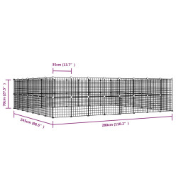 Cage animaux de compagnie à 60 panneaux et porte Noir 35x35 cm