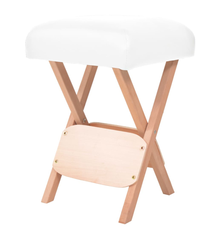 Tabouret de massage pliant avec siège 12 cm d'épaisseur Blanc