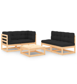 Salon de jardin 5 pcs avec coussins Bois de pin massif