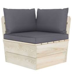 Salon de jardin palette 5 pcs avec coussins Épicéa imprégné
