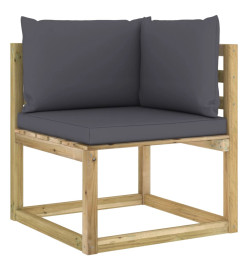 Salon de jardin 9 pcs avec coussins bois de pin imprégné